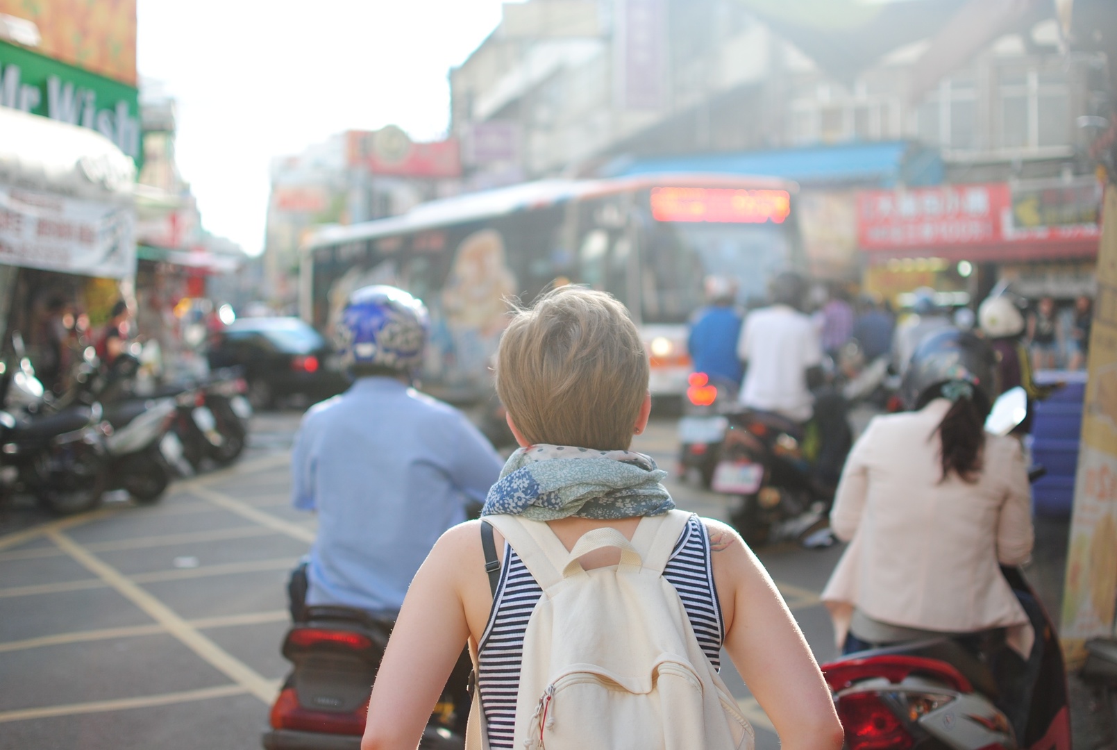 pedestrian person woman road street crowd